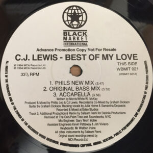 CJ Lewis ‎– Best Of My Love (Used Vinyl) (12")