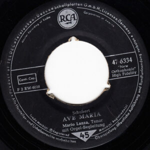 Mario Lanza ‎– Ave Maria (Used Vinyl) (7'')